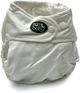 Modern Cloth Diaper by nuababy. One-size-fits-all nappy system with double pocket openings-includes waterproof shell and 2 piece soaker set-snap closure & double adjustable leg gusset (Bunny Tail)