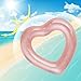 Jellydog Toy Heart Pool Float, Inflatable Glitter Swimming Ring, Sweet Love Tube Float, Summer Swim Pool,Girls Beach Toy, Water Fun Party Toy for Adult, Rose Gold