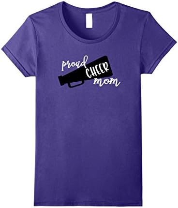 Womens Proud Cheer Mom T-Shirt Black Megaphone XL Purple