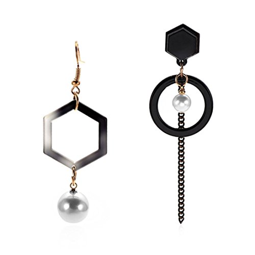 ManxiVoo Multi Style Bohemian Asymmetric Long Dangle Drop Earring Gemstone Beaded Eardrop Ornament Jewellery (B)