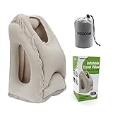 Inflatable Travel Pillow, Veecom Ergonomic and Portable Head Neck Rest Pillow for Airplanes, Buses, Trains. Patented Product