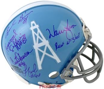 Athlon CTBL-b18354 Haywood Jeffries Signed Houston Oilers Run-N-Shoot TB Mini Helmet 5 Signatures - Tri-Star Hologram