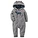 Carters Baby Boys Applique Hooded Fleece Jumpsuit Moose Plaid