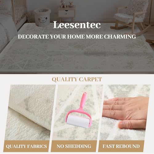 Leesentec Carpet Salon 200x300 Room Rugs Cream Ivory White White Baby Child Vinyl Short Hair Modern Abstract Geometry Soft Non-Slip Bedroom Accessories