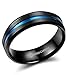 Tungary 8mm Mens Tungsten Rings Wedding Engagement Band Black Blue Grooved Brushed Size 7-14