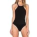Cheapcotton Women's Back Crisscross Straps Bodysuit (M, Black)
