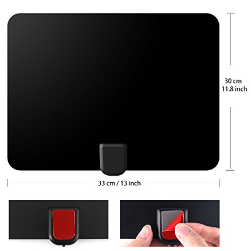 HDTV-Antenna-Shnvir-Indoor-Amplified-TV-Antenna-50-Mile-Range-with-Detachable-Amplifier-Signal-Booster-USB-Slim-High-Performance-Sticker-Multi-direction-Window-Wall-Coaxial-Cool-black