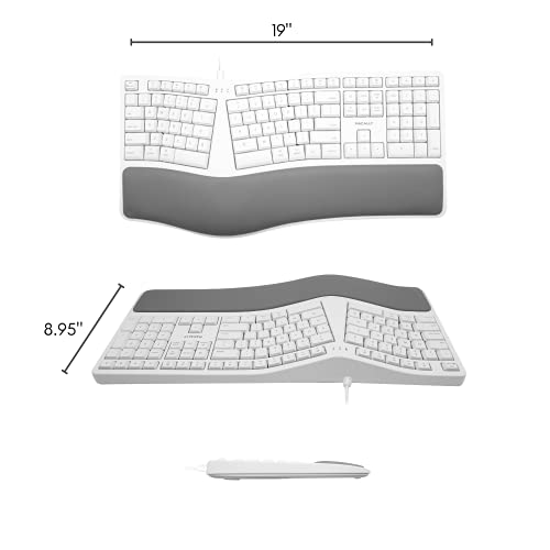 Macally Ergonomic Mac Wired Keyboard with Wrist Rest Natural and