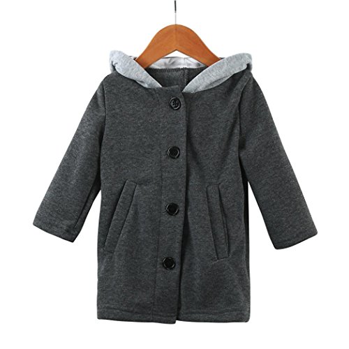 Tenworld Toddler Baby Autumn Winter Outwear Hooded Jacket Coat with Rabbit Ears (6T, Gray)