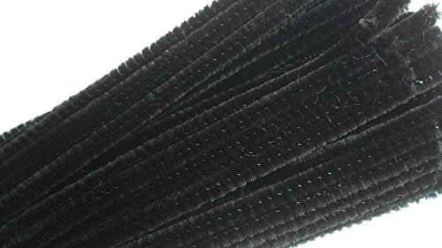 Carykon 100 Pieces Fuzzy Chenille Stems Pipe Cleaners for Arts and Crafts (Black) - Thumbnail 2