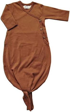 Lucy Lue Organics, Organic Kimono Knotted Baby Gown, Ginger (0-3m) Dusty Rose