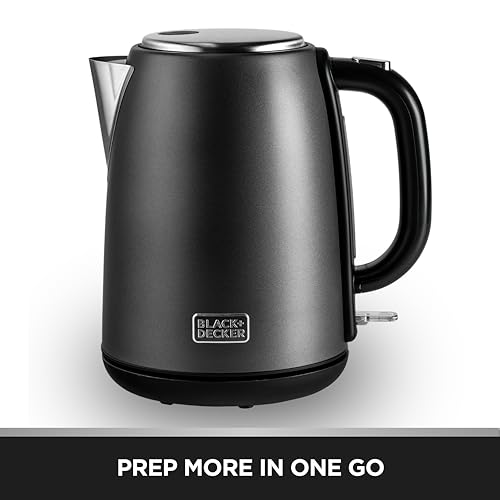 BLACK+DECKER 1.7L Premium Stainless Steel Electric Kettle - 2200W Fast Boil, Cordless Design, Auto Shut-Off, Boil Dry Protection, Metallic Finish with Chrome Accents | SSJC175-B5