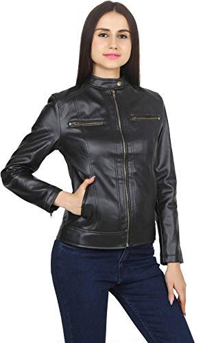 nibha creations latest fashion black faux leather jacket for women and girls