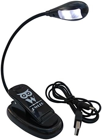 Clip on LED Reading Light for Books, Kindle, Nook, Music Stands and more. Dual light levels, flexible neck, USB cable. Great light for sewing, crafts, hobbies, and camping. No-Worry.