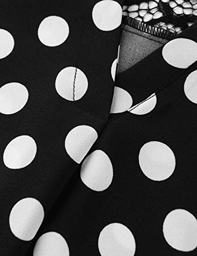 Gaharu Womens Shirts and Blouses, Petites Black Blouses V Neck Summer Tunic Fashion Pleated Fitting Summer Career Tops for Skirt Casual Business Shirt Black Polka Dot,S