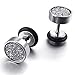 KONOV Mens Stainless Steel Stud Earrings, 8mm, Black