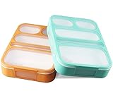 Bento Lunch Box For Kids and adults, 2 Leakproof Food & Meal Prep Containers With 5 Compartments + Full Cutlery Set Perfect For Healthy Snacks BPA & FDA Free Microwave Dishwasher Safe - PLUSPOINT