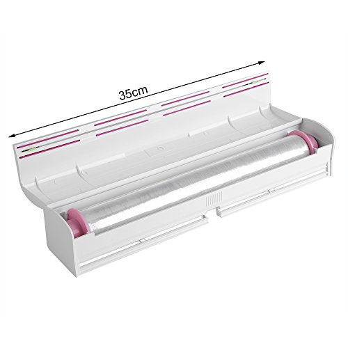 Food Wrap Dispenser, Food Freshness Wraptastic Dispenser Foil and Cling Film Cutter Plastic Storage Holder Kitchen Accessories