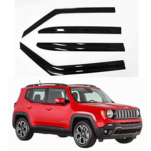 AUTOCLOVER Dark Smoke Side Window Vent Visor 4 Piece Set for Jeep