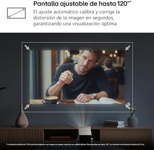 PU600U - Projetor CineBeam 4K UHD, Laser 3 Ch (RGB), Smart TV WebOS 24, Brilho de 600 Lúmens, HDR10 e HLG, Ecrã até 120", AirPlay 2 e Partilha de Ecrã, Bluetooth, Prata/Preto