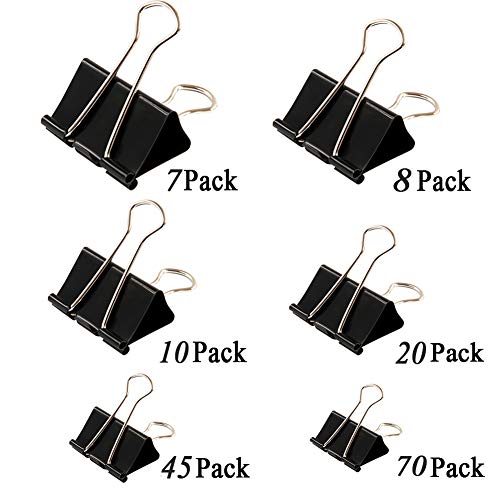 160pcs Binder Clips + 100pcs Paper Clips Clamp for Paper Binder Assorted Sizes (Black) - Thumbnail 2