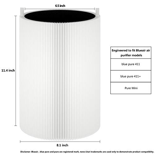 Lhari 411, 411+ Replacement Filter, Compatible with Blueair Blue Pure