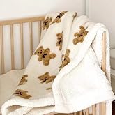 HOKMAH Cute Bear Fleece Thick Warm Blanket for Winter, Kawaii Bear Sherpa Throw Blanket for Sofa, Cozy Luxury Plush Bed Blankets (White,28x40)