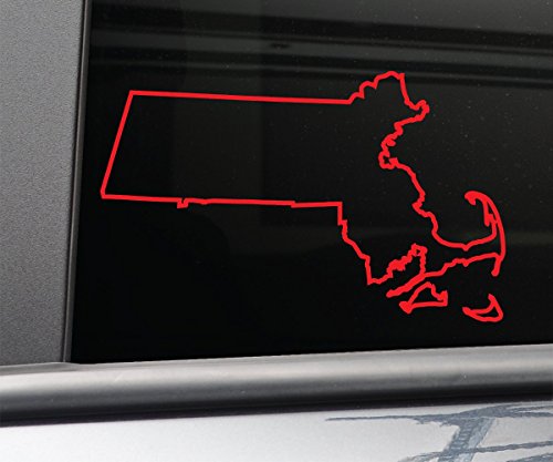 Massachusetts Vinyl Decal Laptop Car Truck Bumper Window Sticker, 6.5" x 4", Red