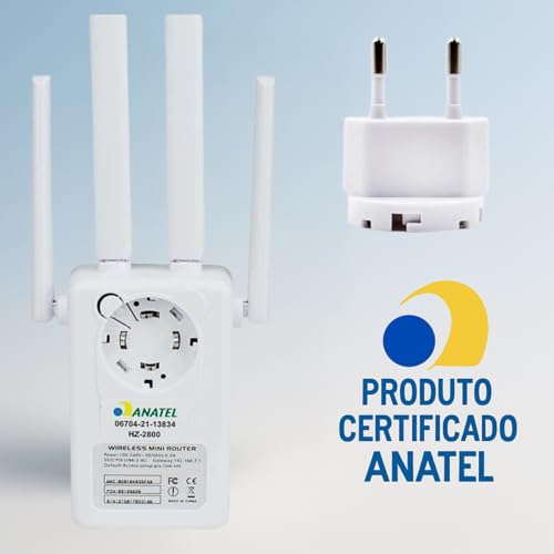 Amplificador Wi-Fi 4 Antenas 300Mpbs Repetidor de Sinal Wifi Wireless Fácil Configuração WPS