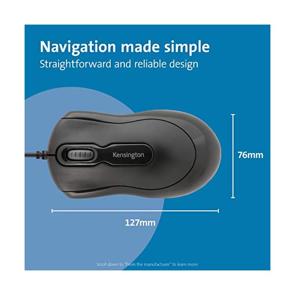 Kensington-Wired-USB-30-Mouse-Mouse-in-a-Box-Wired-Optical-USB-Desktop-Mouse-Ambidextrous-Design-with-Scroll-Wheel-Computer-Mouse-Black-K72356EU Kensington Wired USB 3.0 Mouse - Mouse-in-a-Box Wired Optical USB Desktop Mouse, Ambidextrous Design with Scroll Wheel…
