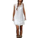 ROPALIA Womens Summer Lace Floral Casual Dress Evening Party Short Mini Dress