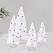 XINdream White Artificial Frosted Tabletop Christmas Trees, 4PCS DIY Mini Crafts with Bell and Wood Base Bottle Brush Ornaments