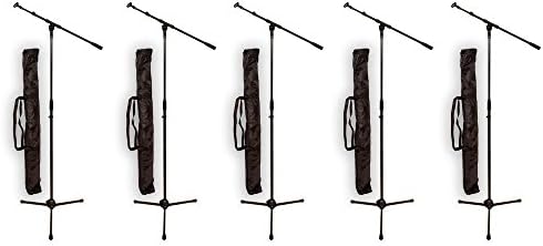 Podium Pro Adjustable Steel Microphone Stands, Booms, EZ Clips and Bags 5 Stand Set MS2SET11-5S