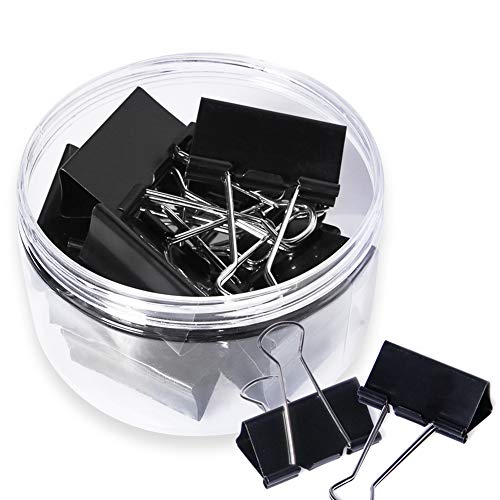 42 Pcs 2 Inch/51mm Binder Clips Paper Clamps Paper Binder Clips Metal Fold Back Clips with 2 Inch Paper Clips for Office, School and Home Supplies, Black