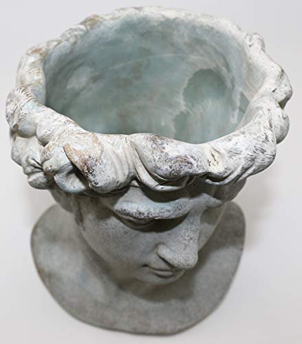 Pflanztopf Büste Adonis, Zement, grau, 27 cm, Blumentopf Kopf Antik Design Pflanzkopf – Bild 4