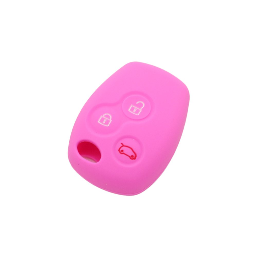 BROVACS Silicone Cover Protector Case Holder Skin Jacket Compatible with RENAULT 3 Button Remote Key Fob CV9300 Pink