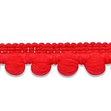 Expo International 3/8-Inch Baby Pom Fringe Trim Embellishment, 20-Yard, Red