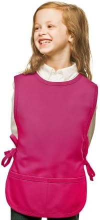 Hickory Ridge 450 Kids Art Smock Two Pocket Cobbler Apron, Hot Pink, Regular