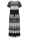 Chicwe Women's Plus Size Luxury Raglan Sleeves Maxi Dress with Belt 18, Multi Grey