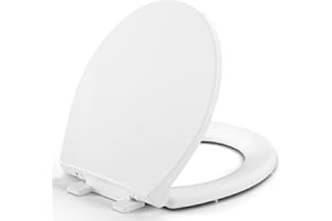 EILLBAR Round(Standard) Toilet Seat, Soft-Slow Close, Round Toilet Seat For Round Toilets, Quiet-Close Lid And Seat, Easy To Install And Clean, Never Loosen, White(16.5")