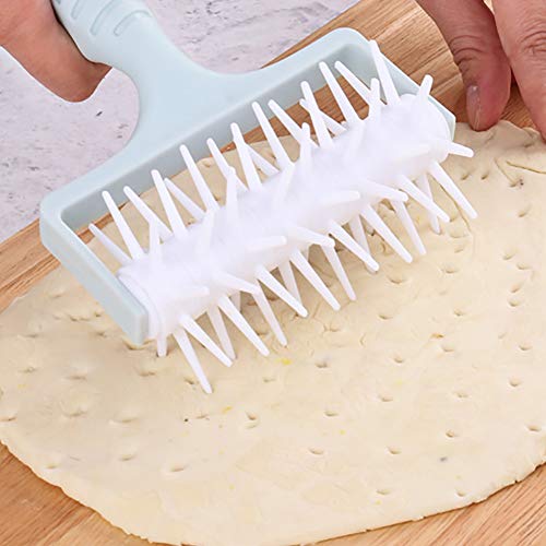 millet16zjh Pizza Needles Rolling Pins Bread Cookies Dough Roller Hole Punch Baking Tool - Light Blue