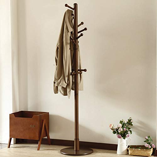 Vlush Sturdy Wooden Coat Rack Stand, Entryway Hall Tree Coat Tree with