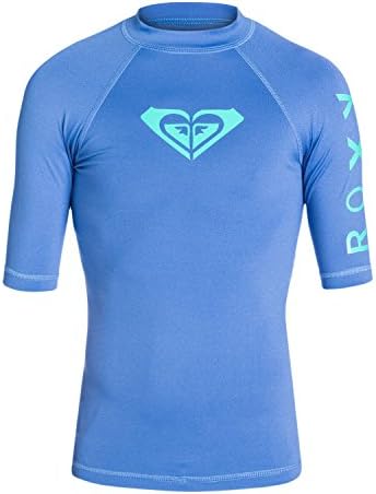 Roxy Girls Roxy Whole Hearted - Short Sleeve Rashguard - Rash Guard - Girls - 8 - Purple Chambray 8