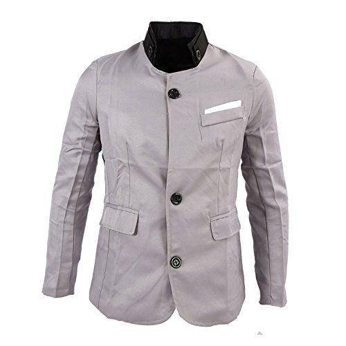 Nuevo estilo para hombre Casual delgado con dos boton traje abrigo Gris - XL