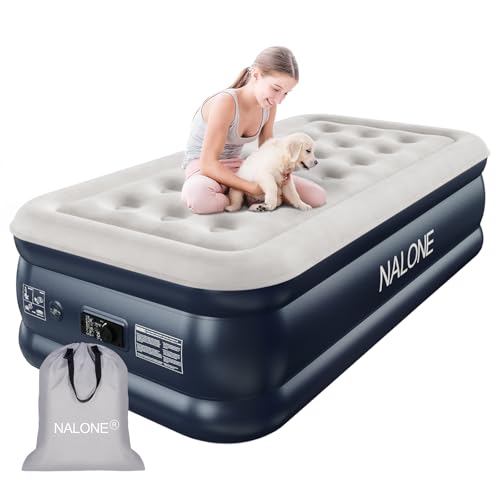 NALONE Materasso Gonfiabile singolo con Pompa Integrata, 197x100x46cm | Letto gonfiabile auto gonfiante in 3 minuti, ideale per uso domestico, comodo per ospiti e facile da riporre