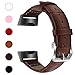 Fitlink Bands Compatible Fitbit Charge 3&Charge 3 SE for Women Men, Classic Genuine Leather Wristbands with Metal Connectors Replacement Accessories for Fitbit Charge 3, Multi Colors, Small Large