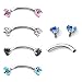 Jovivi 5pcs 16G Stainless Steel 3mm Clear Cubic Zirconia Internally Thread Curved Barbell Eyebrow Tragus Ring Piercing Jewelry 3/8