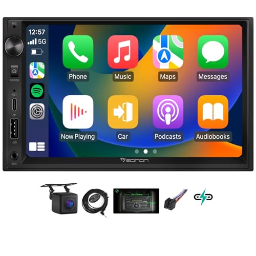 Eonon 7 Inch QLED Linux Double din Car Stereo Wireless CarPlay Android Auto Bluetooth USB Support Type-C Fast MirrorLink AUX in Video Input/Output with Rear View Camera X3