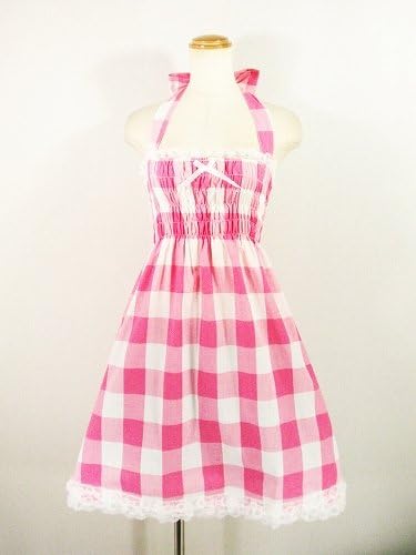 Amazon フリルワンピースホルターネックシャーリングトップギンガムチェック ピンクフリーサイズ 服 ファッション小物 通販