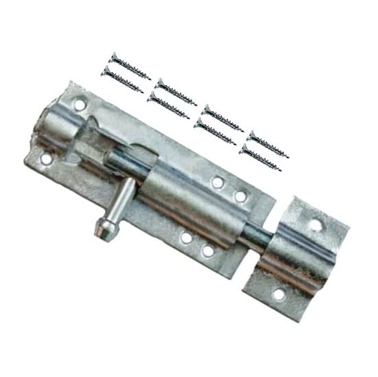 TERF® Heavy Duty Galvanised Tower Door Bolt Barrel Slide Lock 100mm [4''] Door Latch with Screws Ideal for Internal External Strong Doors Locks for Bathroom Shed Garden Gate and Multi Use - Pack of 1